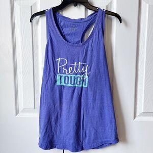 Tek Gear Crewneck Racerback Moisture Wicking Purple Graphic Tank Top Large